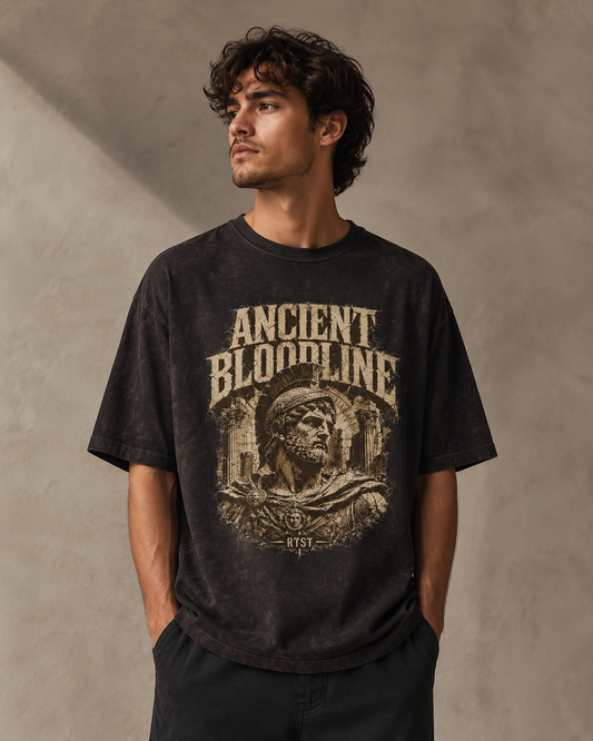 Ancient Bloodline | Unisex Dropshoulder Acid Wash Oversized T-shirt